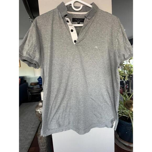 Other - Mens rag & bone NY polo shirt heather gray w/white placket logo Sz Med